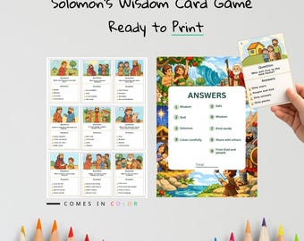 Solomon’s Wisdom Kids Bible Card Game | 1 Kings 3 Activity for Kids | Christian Printable | Bible Learning Game