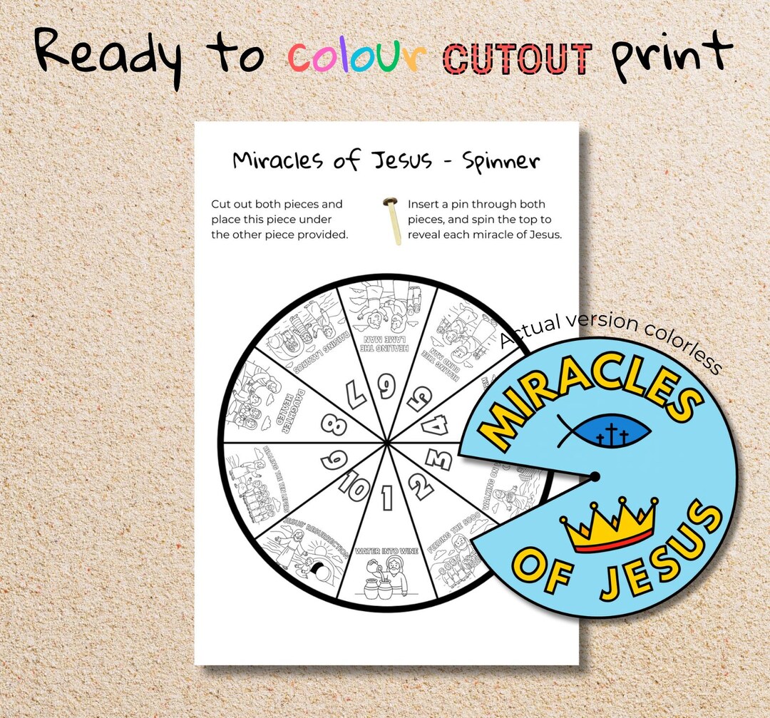 Miracles of Jesus Spinning Wheel – Digital Download Bible Craft, Kids ...