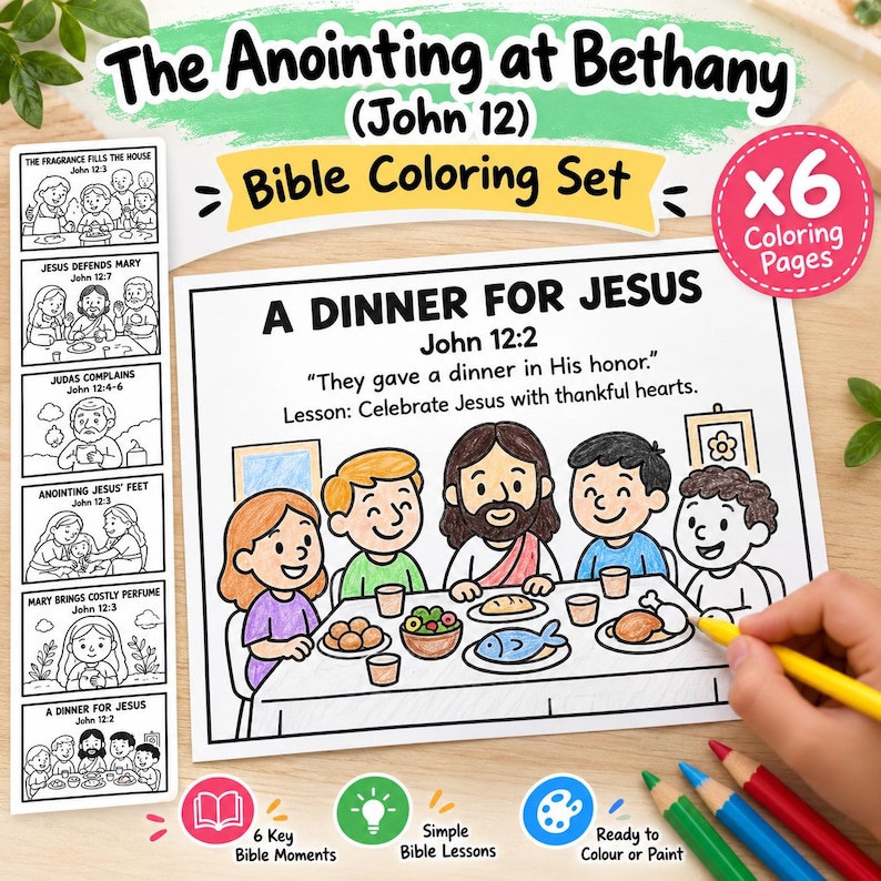 Anointing at Bethany Bible Colouring Pages: listing photo