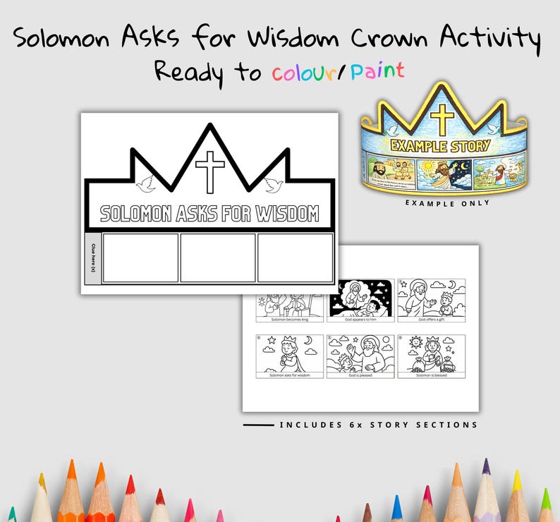Solomon Asks Wisdom Bible Crown Craft: listing photo