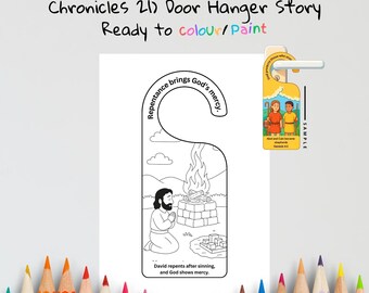 David’s Census Kids Bible Craft Door Hanger | 1 Chronicles 21 Craft | Christian Printable | Bible Activity for Kids