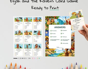 Elijah and the Ravens Kids Bible Card Game | 1 Kings 17 Activity for Kids | Christian Printable | Bible Learning Game
