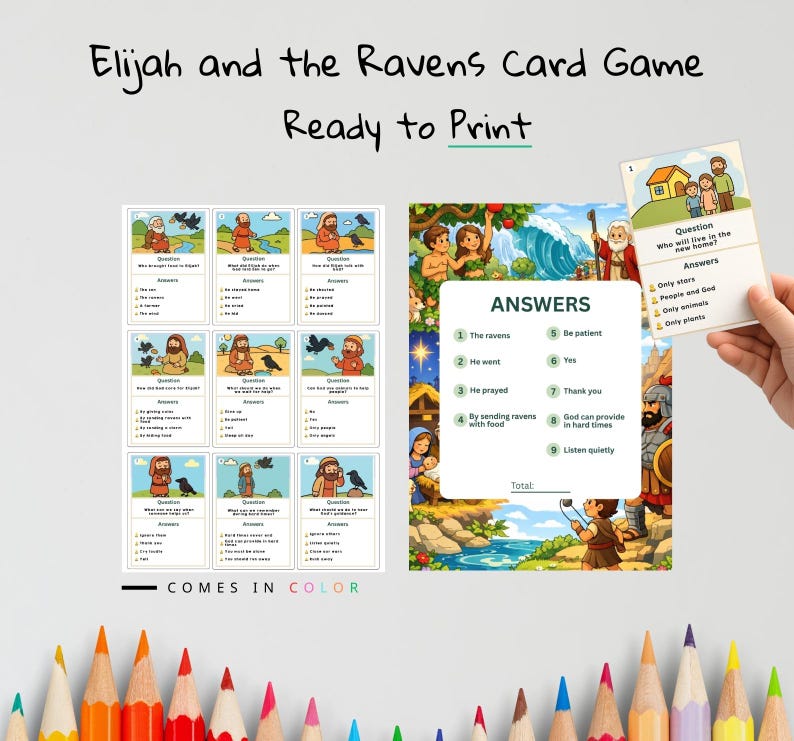 Elijah and the Ravens Bible Card Game: listing photo