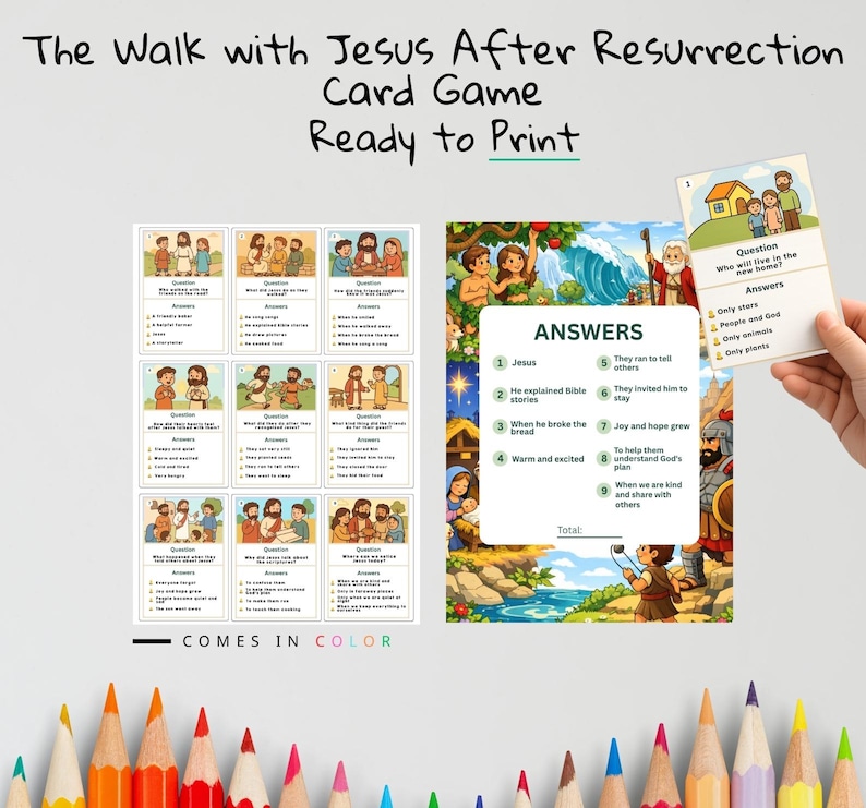 The Walk with Jesus After Resurrection Bible Card Game for Kids: listing photo
