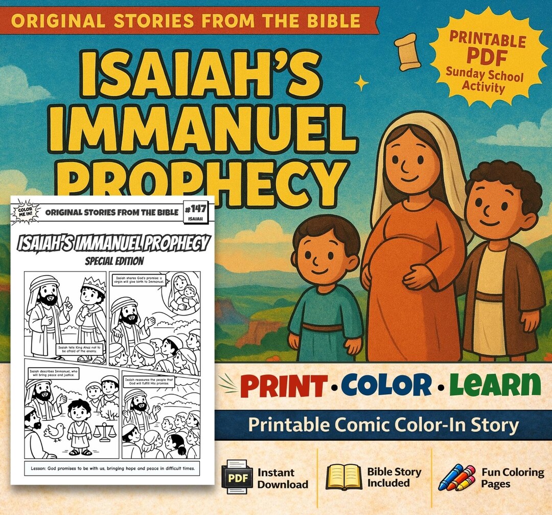 Isaiah’s Immanuel Prophecy A4 Bible Comic Coloring Page for Kids