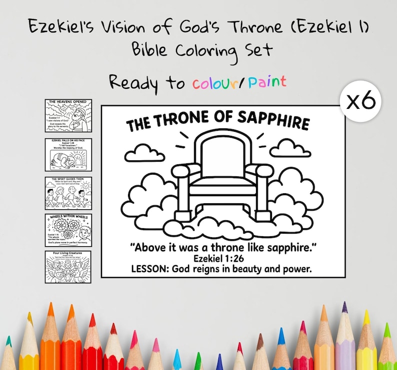 Ezekiel’s Throne Vision Bible Colouring Pages: listing photo