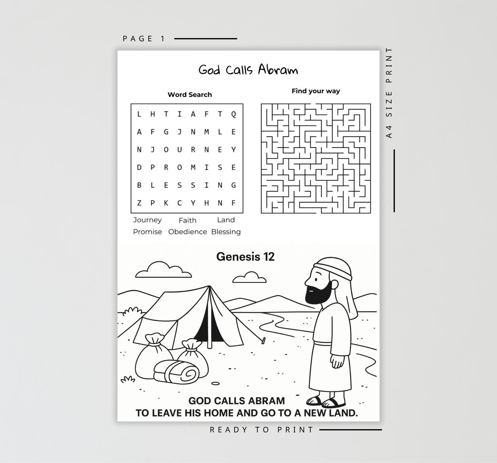 God Calls Abram Bible Craft | Kids Bible Games | Sunday School Activity ...