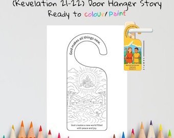 New Heaven & Earth Kids Bible Craft Door Hanger | Revelation 21 Coloring Craft | Christian Printable | Bible Activity for Kids