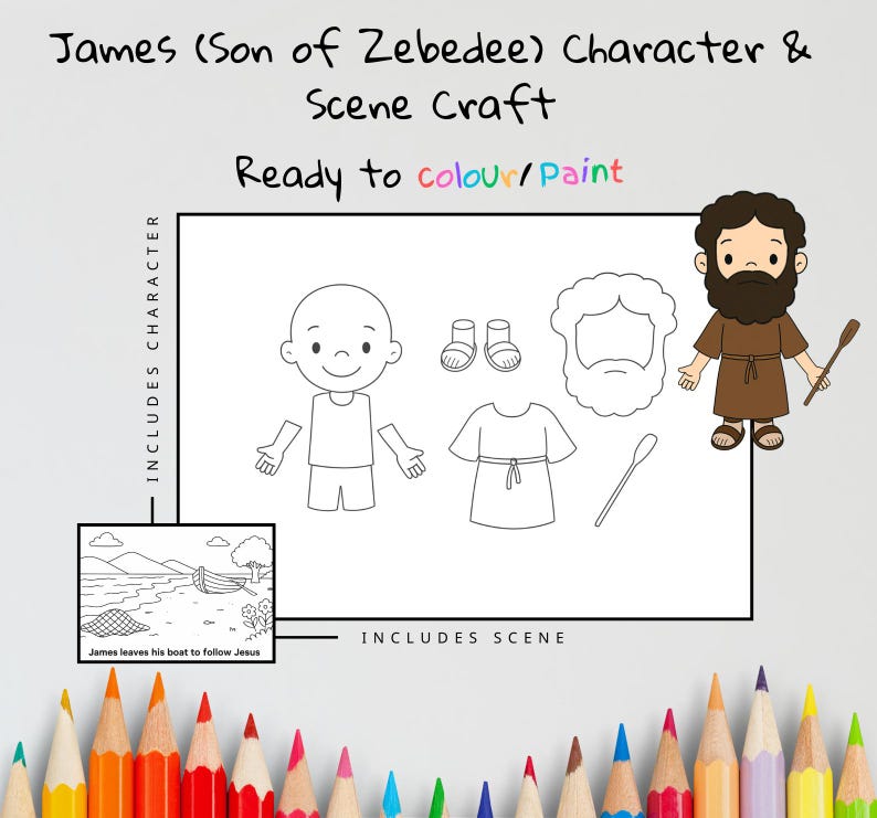 James Follows Jesus Cut-and-Paste Bible Craft: listing photo