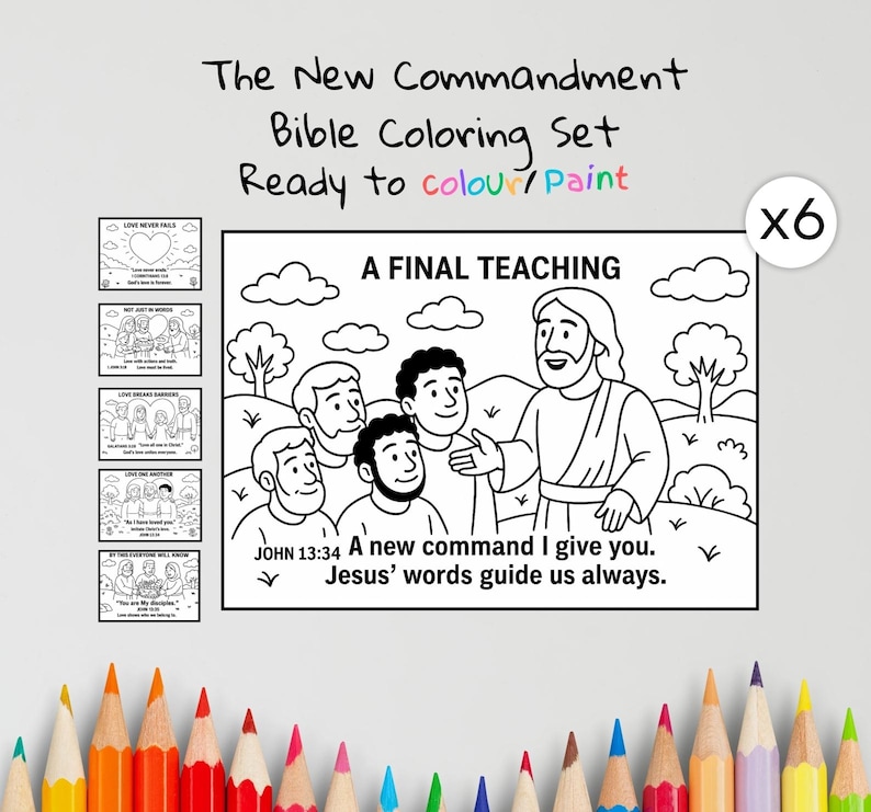 New Commandment Bible Colouring Pages: listing photo