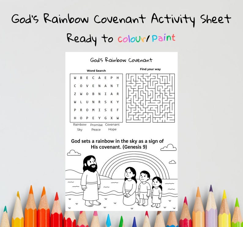 God’s Rainbow Covenant Bible Activity Sheet: listing photo