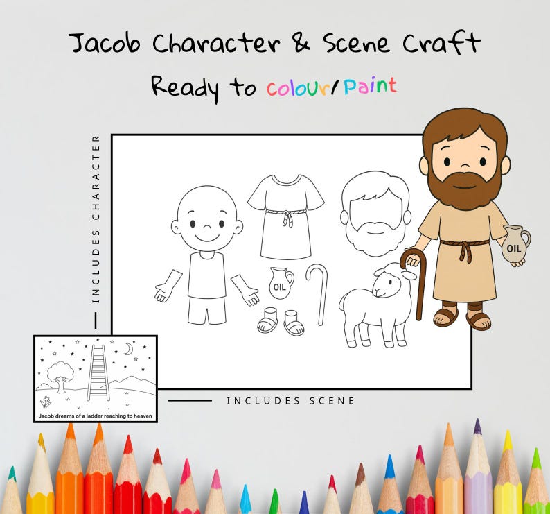 Jacob’s Dream of the Ladder to Heaven Cut-and-Paste Bible Craft: listing photo