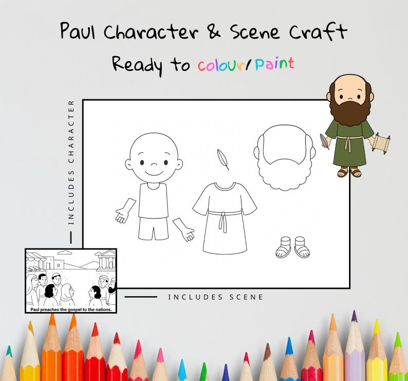 Paul Preaches to the Nations Cut-and-Paste Bible Craft for Kids: listing photo
