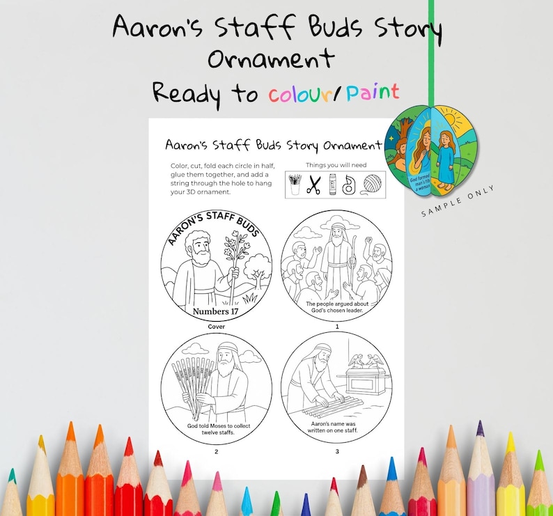 Aaron’s Staff Buds 3D Bible Story Ornament: listing photo