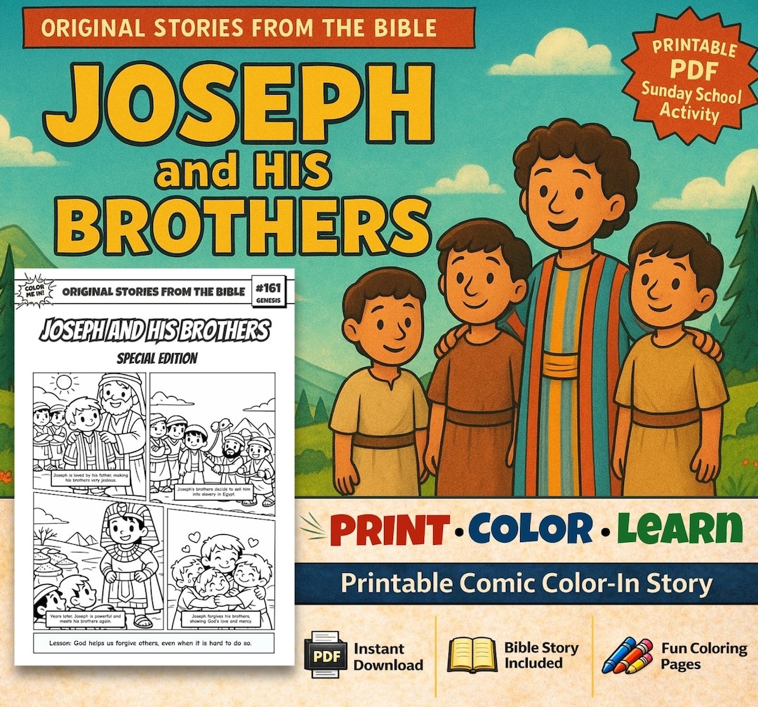 Joseph and His Brothers A4 Bible Comic Coloring Page | Sunday School ...