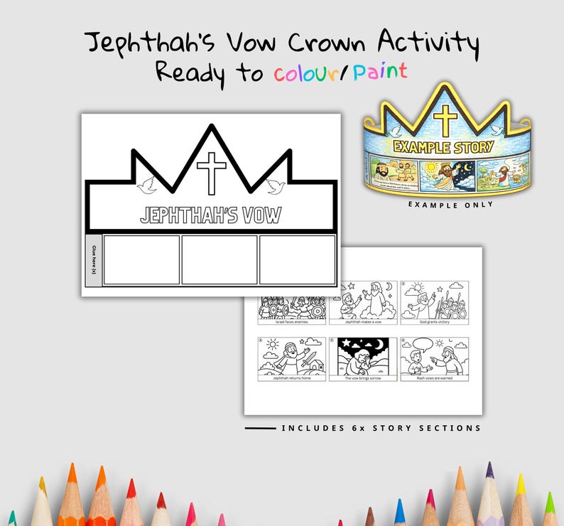 Jephthah’s Vow Bible Crown Craft: listing photo
