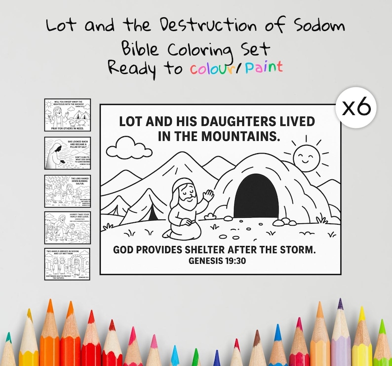 Lot and Sodom Bible Colouring Pages: listing photo