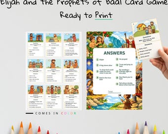 Elijah and the Prophets of Baal Kids Bible Card Game | 1 Kings 18 Activity for Kids | Christian Printable | Bible Learning Game