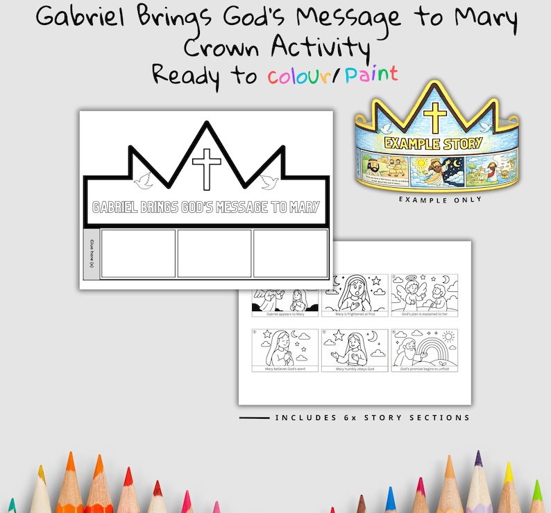 Angel Gabriel and Mary Bible Crown Craft: listing photo