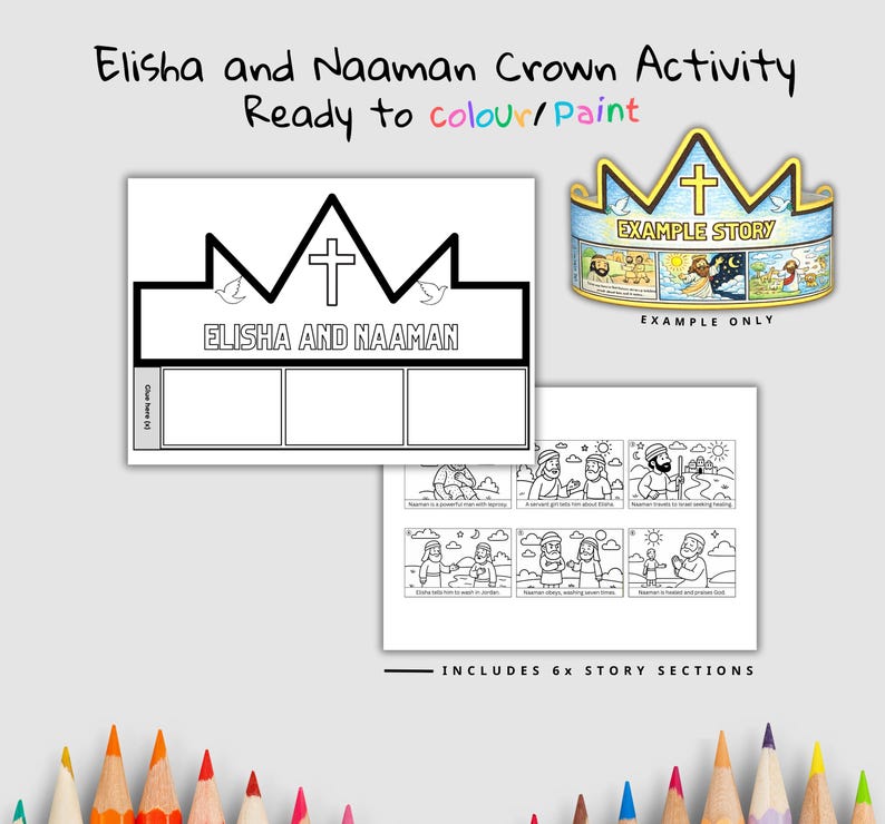 Naaman Healed Bible Crown Craft: listing photo