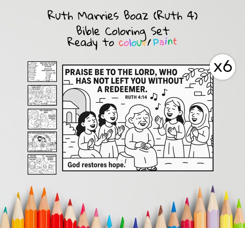 Ruth Marries Boaz Bible Colouring Pages: listing photo