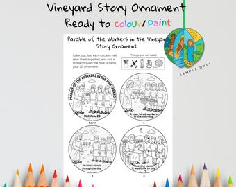 Parable of the Workers in the Vineyard (Matthew 20) | 3D Bible Story Ornament | Sunday School Coloring Craft | Christian Kids Activity