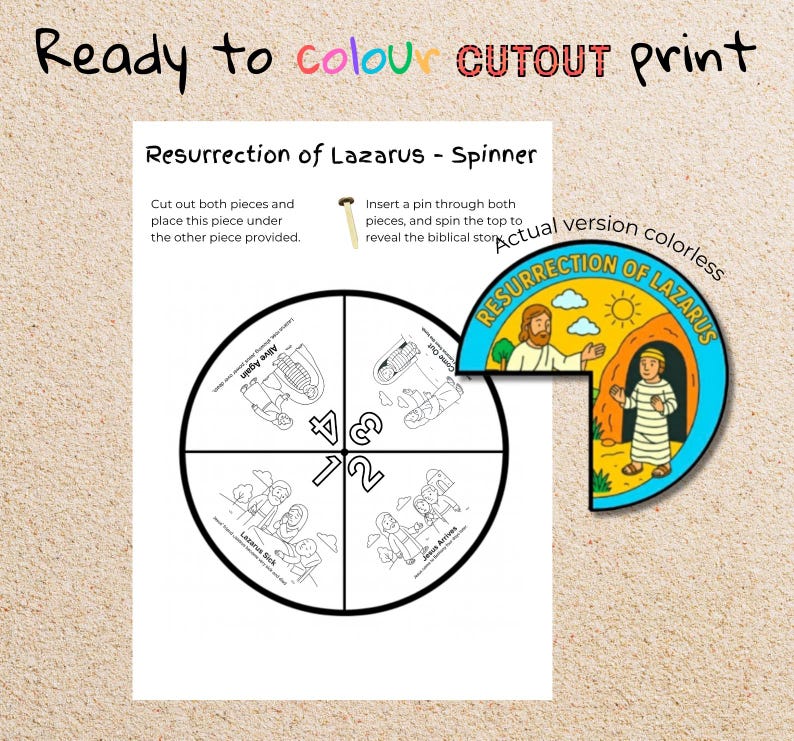 Resurrection of Lazarus Story Wheel Craft: listing photo
