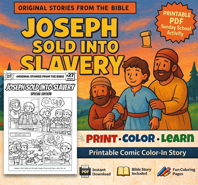 Joseph Sold into Slavery Bible Comic Colouring Page: listing photo