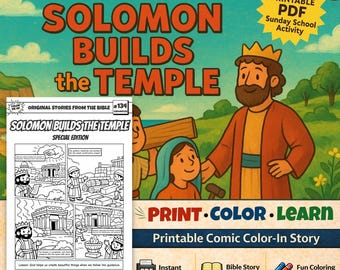 Solomon Builds the Temple A4 Bible Comic Coloring Page for Kids | Sunday School & Children’s Church | 2 Chronicles 3–7