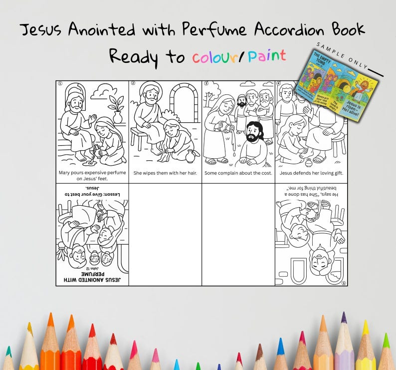 Jesus Anointed with Perfume Bible Sequencing Craft: listing photo