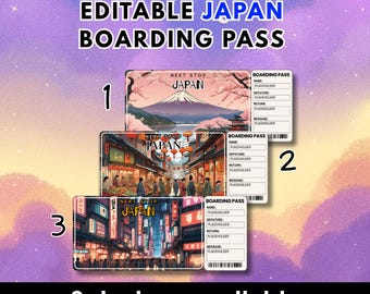 Japan Trip Surprise Gift Ticket & Birthday Boarding Pass | Editable Printable Flight Ticket (Digital Download)