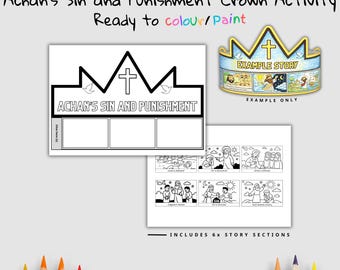 Achan’s Sin Bible Crown Printable | Obedience Matters | Christian Printable | Bible Coloring Craft