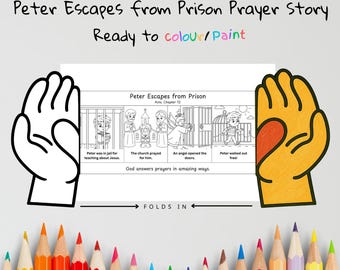 Peter Escapes Prison Prayer Hands Craft | God Answers Prayers Lesson | Christian Coloring Activity | Sunday School Printable