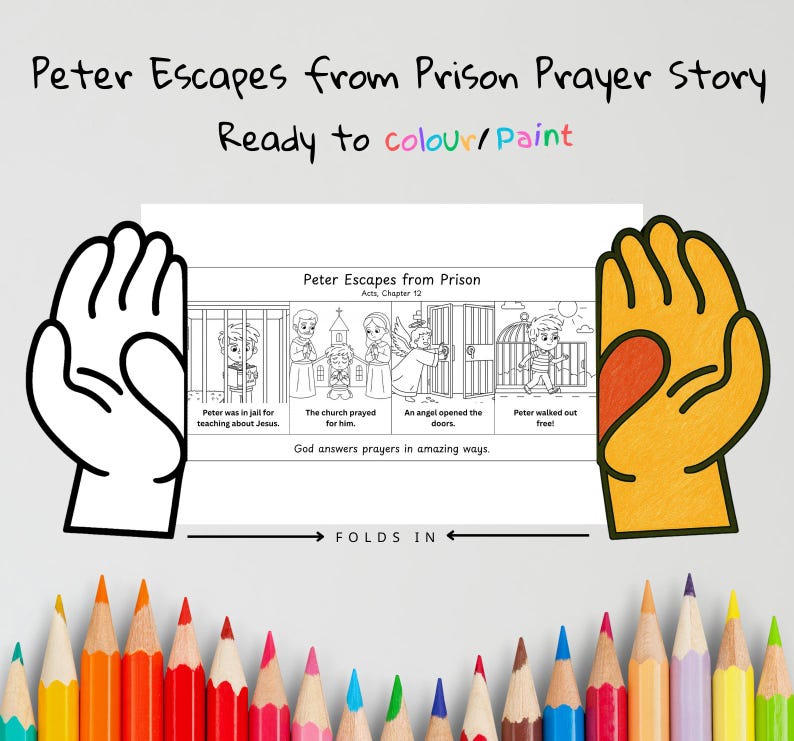 Peter Escapes Prison Prayer Hands Craft: listing photo