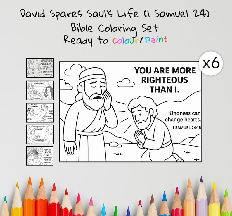 David Spares Saul Coloring Pages Craft | Kids Bible Craft | 1 Samuel 24 ...
