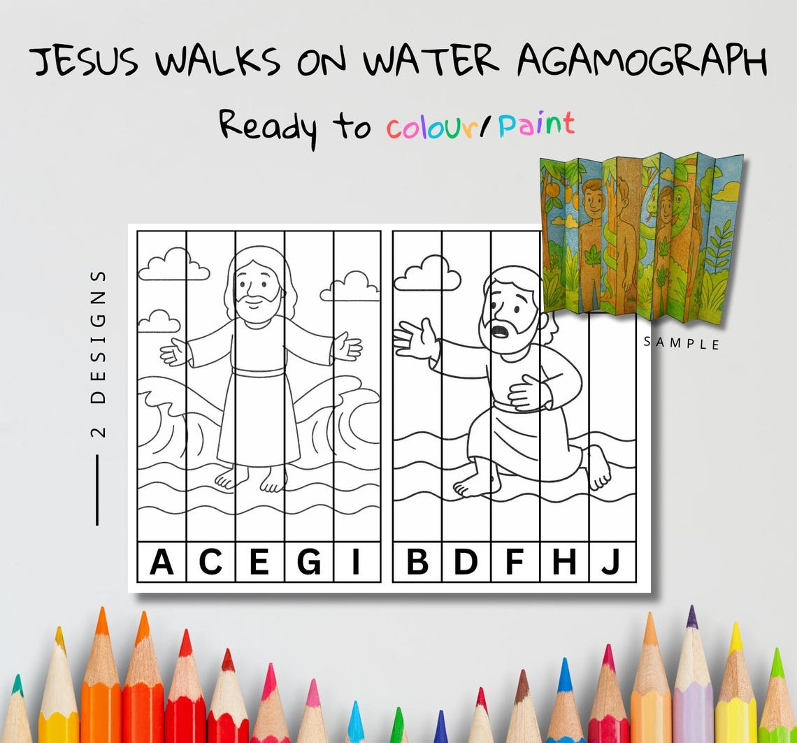 Printable Jesus Walks on Water Agamograph – Faith and Trust Bible Craft ...