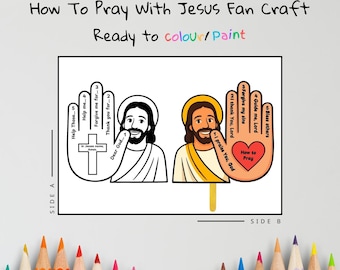 How To Pray Fan Craft for Kids | 5 Finger Prayer Hand Printable | Sunday School Bible Lesson Activity | Teach Me To Pray Craft