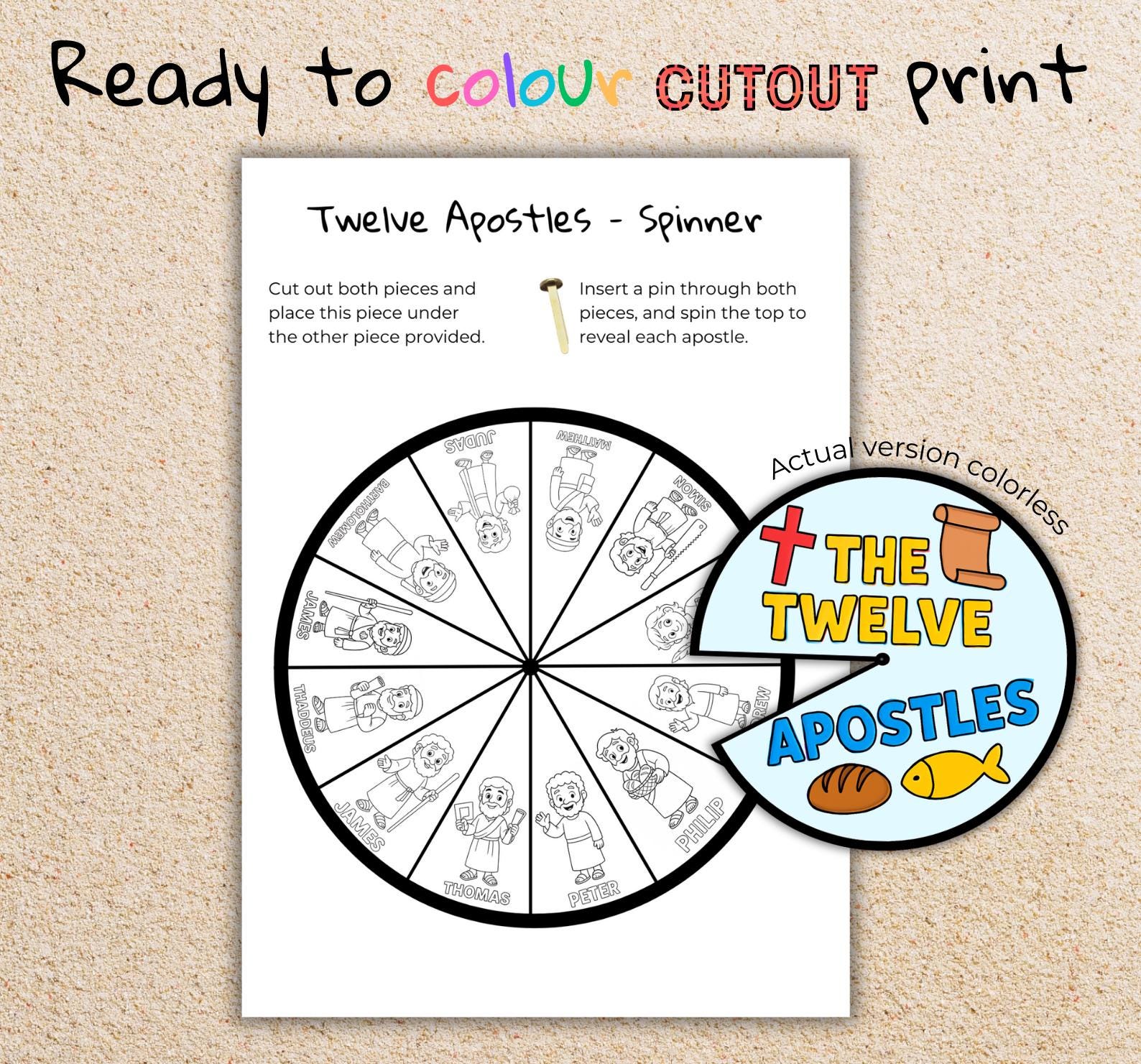 Twelve Apostles Spinning Wheel – Digital Download Bible Craft, Kids ...