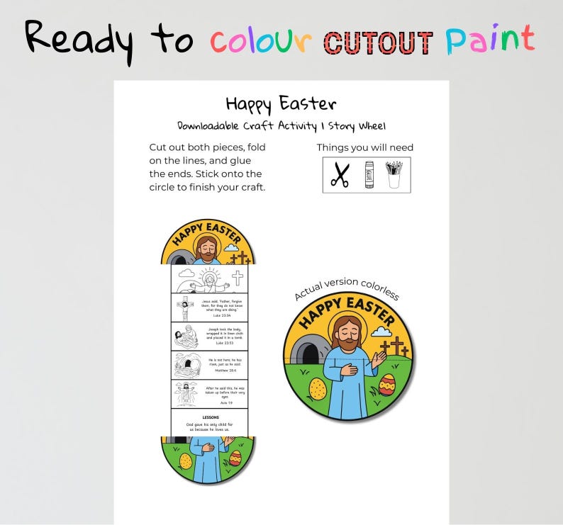 Easter Bible Colouring Craft: listing photo