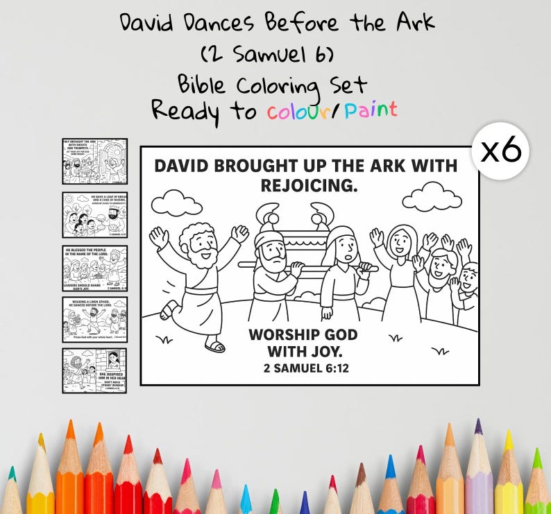 David Dances Before the Ark Bible Colouring Pages: listing photo
