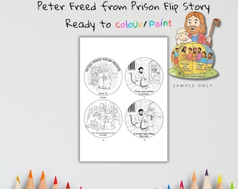 Peter Freed from Prison (Acts 12) | Jesus 3D Bible Story Craft | Sunday School Coloring Activity |Jesus Flip Story Craft