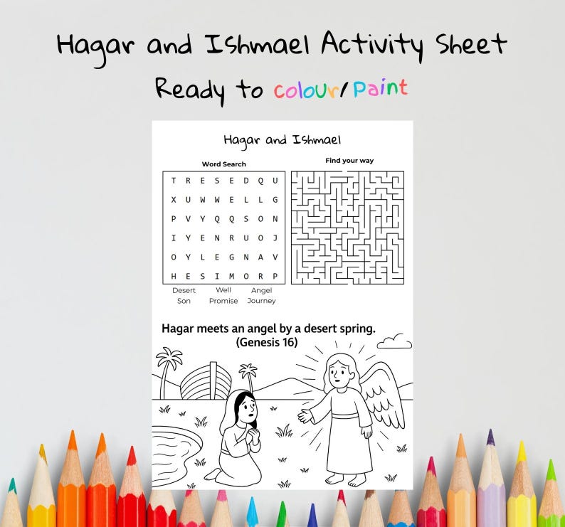 Hagar and Ishmael Bible Activity Sheet: listing photo