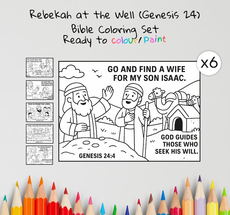 Rebekah at the Well Bible Colouring Pages: listing photo