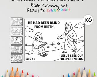 Jesus Heals the Blind Man Coloring Pages Craft | Kids Bible Craft | John 9 | Christian Coloring Sheets | Sunday School Lesson