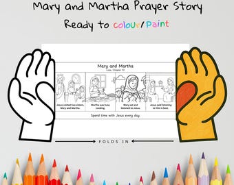 Mary & Martha Prayer Hands Craft | Choose What Matters Most Lesson | Christian Coloring Activity | Sunday School Printable
