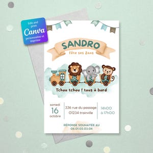 Invitation Anniversaire Petit Train Personnalisée | Invitation Digitale Thème Train Enfant | Fichier Digital  chugga chugga two two |