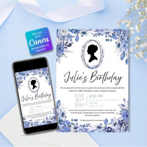 Invitation victorienne | baby shower victorienne | Fichier Digital à Imprimer | Template canva
