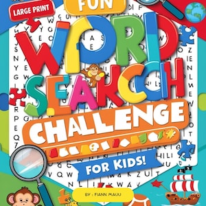 Fun Word Search Puzzle Book for Kids Ages 6-12 | Large Print Activity Book with Answer Key | Educational & Brain-Boosting Word Search Game
