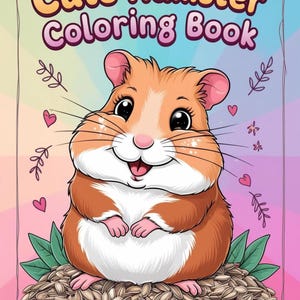 Cute Hamster Coloring Book: 30 Cute Designs for Kids | PDF Digital instant download