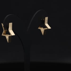 14k Solid Gold Star Earrings, Dainty Celestial Studs, Minimalist Everyday Jewelry